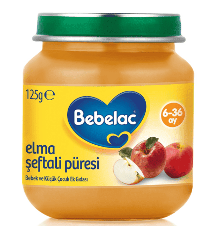 Bebelac Elma Şeftali Püresi Bebek Maması 125 Gr