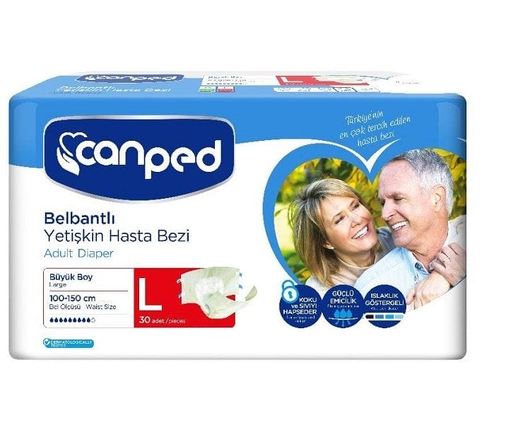 Canped Belbantlı Hasta Bezi Polietilen Beden L 30 Adet