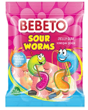 Kervan Gıda Bebeto Sour Worms 80 Gr