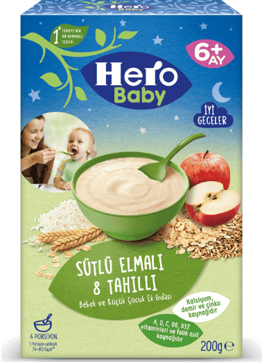 Ülker Hero Baby Sütlü Elmalı 8 Tahıllı Bebek Maması 200 Gr